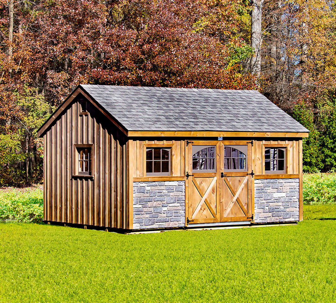 Structure of the Week: Shed with Stone & Mushroom Stain Siding