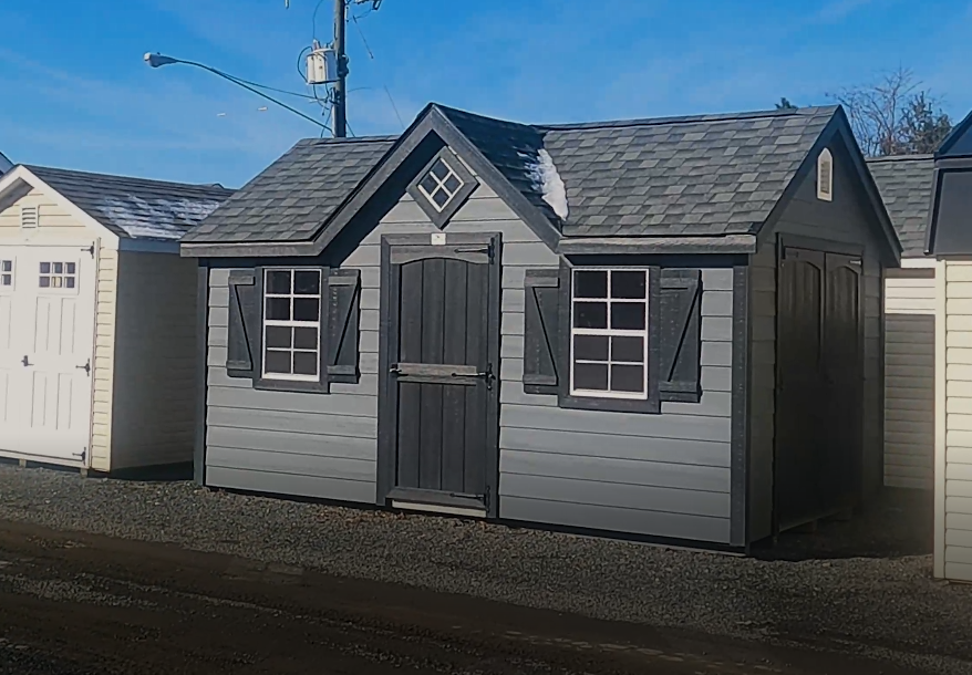 Elegant Charcoal Gray Peak Victorian 10X16 Shed